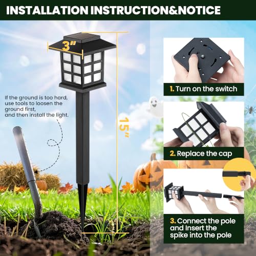 Image of GIGALUMI Halloween Solar Lights Outdoor,12ps Purple Halloween Decorations.