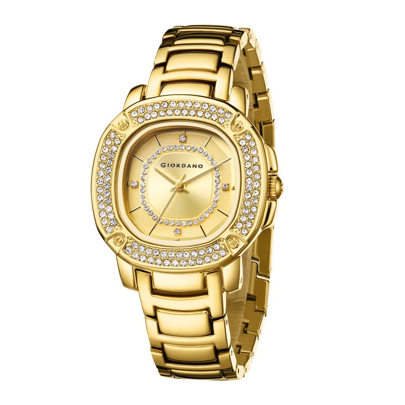 giordano Analog Dress Watch for Women with Square dial, Crystal-Accented Bezel and Stainless Steel Strap-picture-19