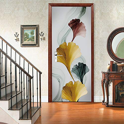 Papier peint art décor de porte haut relief 3D vinyle épais motif feuilles - 4