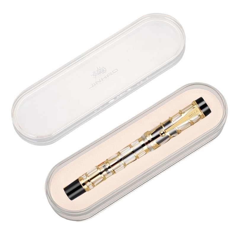 100 Centennial Stylo plume en résine creuse avec clip doré pour bureau, papeterie, fournitures scolaires (orange, M)