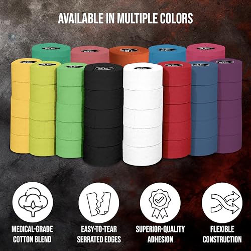 Image of Ringside 1 inch Athletic Trainers Tape, Cotton Kinesiology Tape for Combat Sports, Adhesive, 30 Foot Rolls, Black