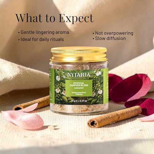 Image of Nytarra Mystical Camphor Blend Cardamom 150g | Pure Natural Camphor Made with Herbs & Spices | Kapoor for Pooja, Meditation, Yoga, Diffuser & Home Rituals | Clean & Refreshing Fragrance