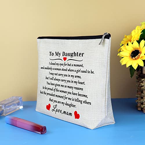 Daughter-Gift-from-Mom-to-My-Daughter-Makeup-Cosmetic-Bag-Christmas-Birthday-Graduation-Gift-for-Daughter-Wedding-Gift-Adult-Daughter-Gift-Travel-Toiletry-Bag-Daughter-Bridal-Shower-Gift-Make-Up-Pouch