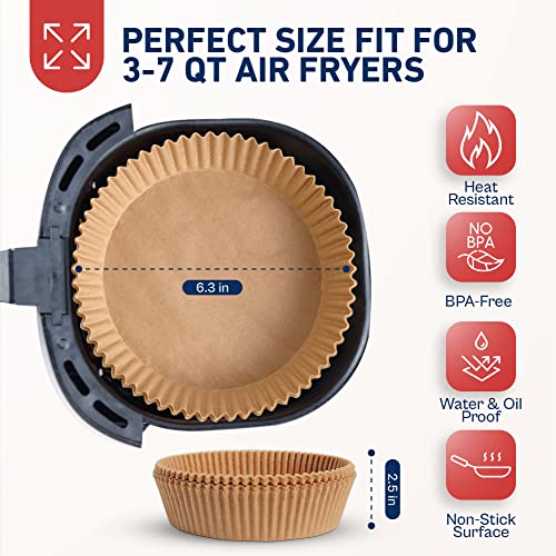 RAJA UNCLE Air Fryer Liners, Paper Liners, 100PCS of 6.3 Inch Round Liners Disposable, Non-Stick - Image 3