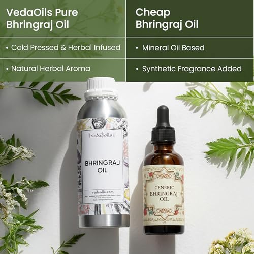 Image of VedaOils Bhringraj Hair Oil for Hair Growth 100ml | 100% Pure & Natural Cold Pressed Oil | Controls Hair Fall, Reduces Dandruff & Nourishes Scalp | Paraben & Silicone-Free | For All Hair Types