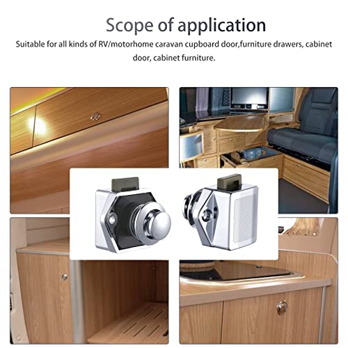 6 Stück Schloss für Wohnwagen, Druckknopf für Möbel, Schubladen, RV, Yacht, Boot, Wohnwagen - ohne Schlüssel (Silber)
