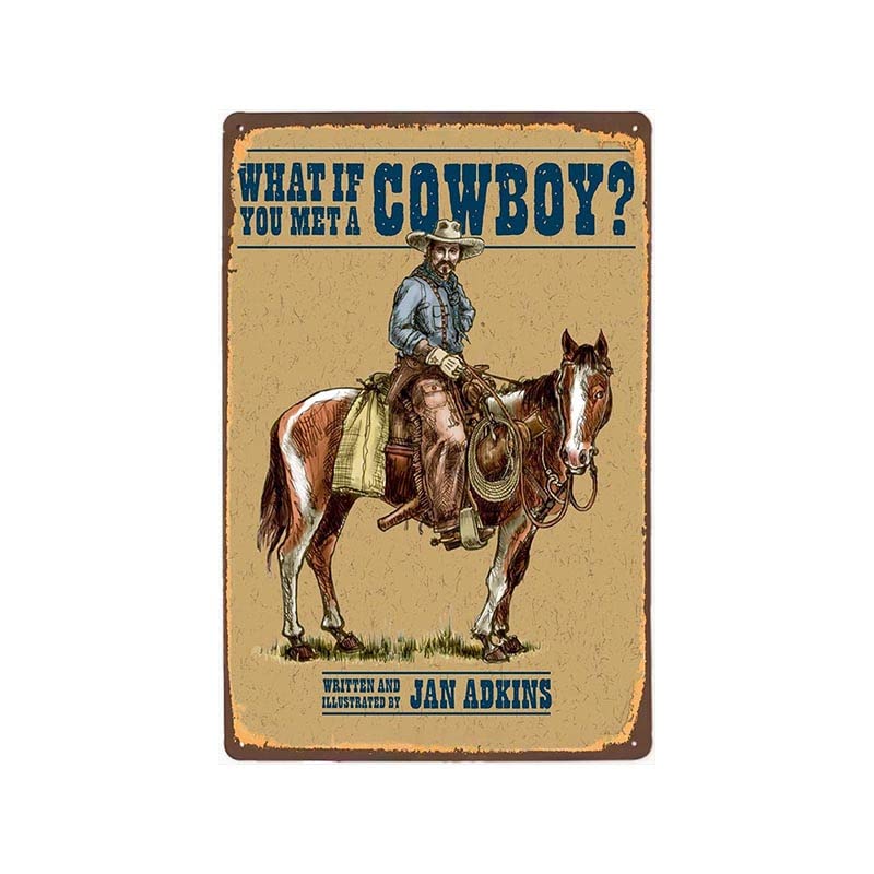 ABCDEFG Targa da parete in metallo, stile vintage, stile cowboy, stile vintage, 4 pezzi