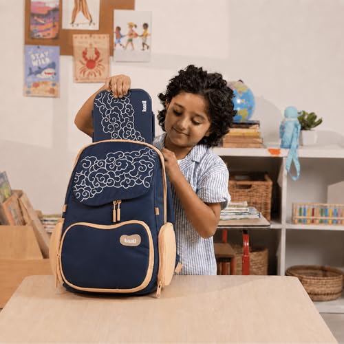 Image of Basil Kids School Combo | Wander 20L Lightweight Backpack with Chest Strap + Quad Plus 1020ml Stainless Steel Lunch Box | Midnight Sora