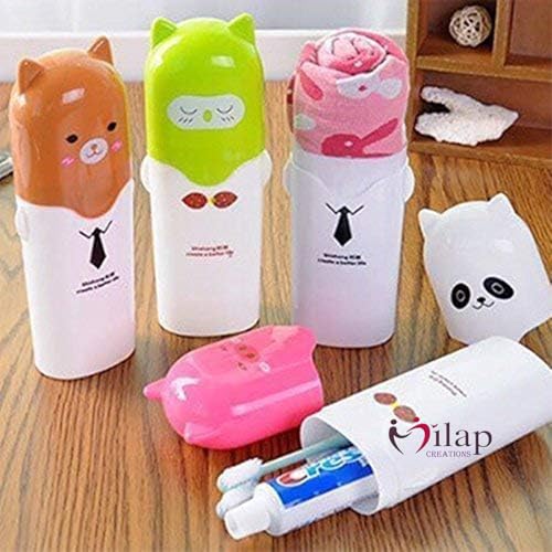 Image of Plastic Anti Bacterial Toothbrush & Toothpaste Holder for Travel Storage Holder Random Colour Pack 1