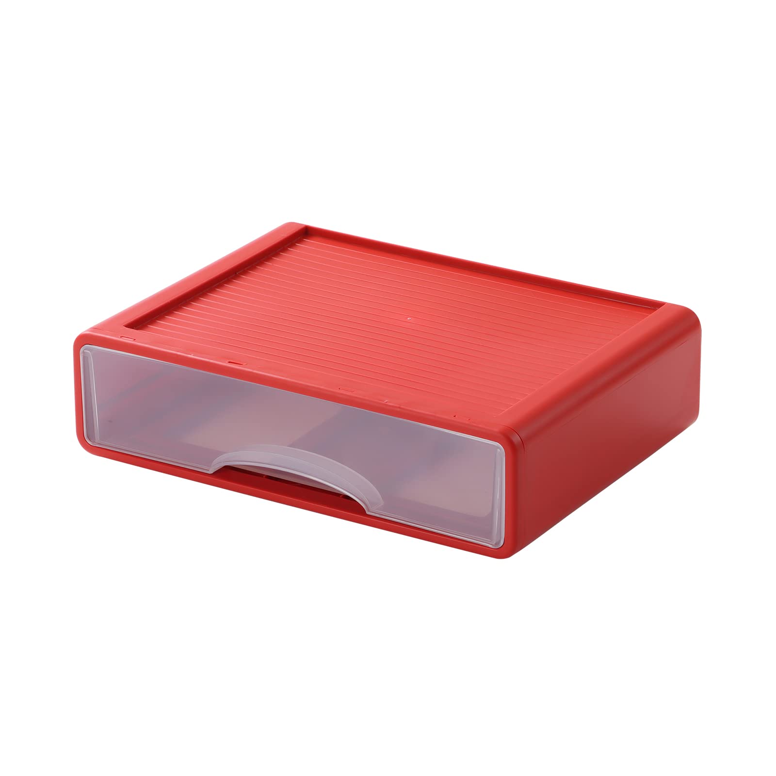 Cajones de escritorio, Cajas Organizadoras, Organizador de Escritorio de Plástico, Caja de Almacenamiento Apilable para Suministros de Oficina, Escuela y Hogar (1 Cajón Grande, Rojo)