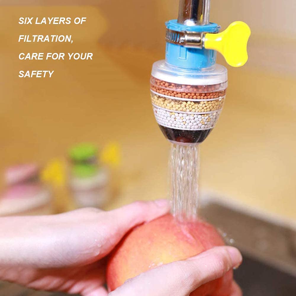 HOSTK 3PCS Faucet Water Filter for Kitchen Sink, Universal Interface Activated Carbon Cleaning Purifier, Splash-Proof and Water-Saving (6-Layer Filtration)