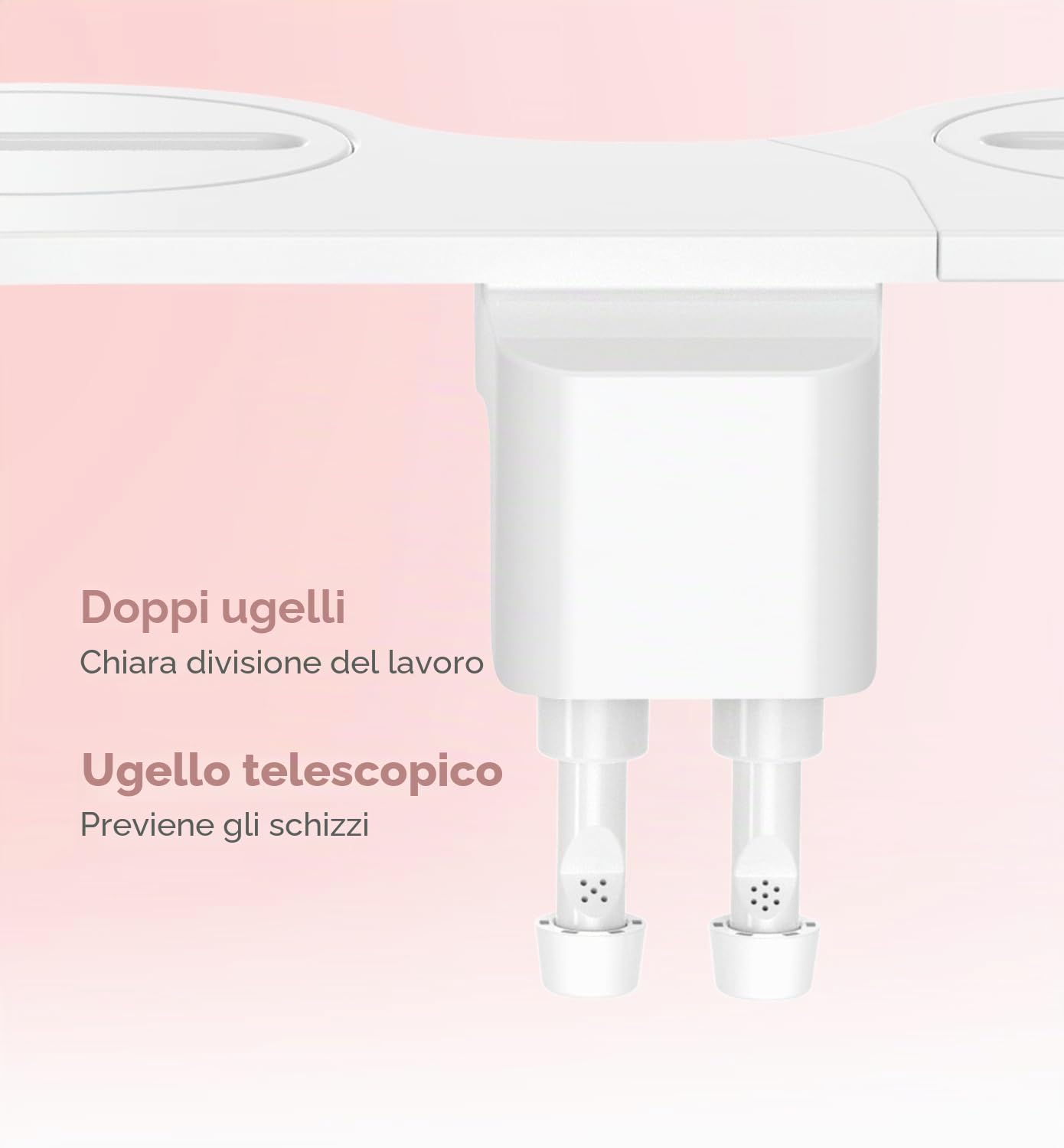 Attacco per bidet ultra sottile, lavaggio posteriore e femminile (doppi ugelli retrattili), attacco per bidet non elettrico per sedile WC, pressione regolabile dell'acqua fredda fresca, ingresso in
