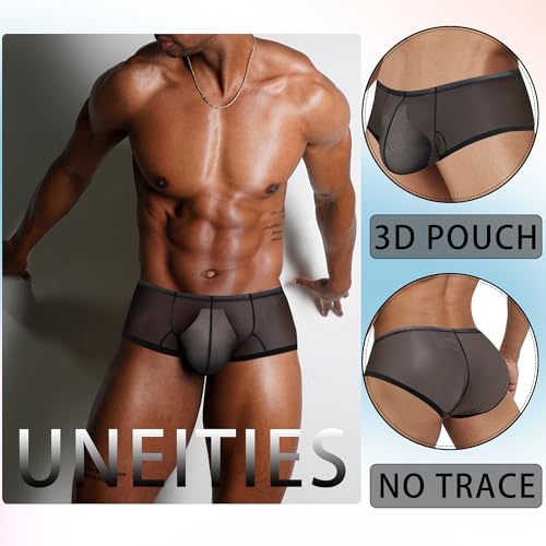 Mens Underwear Transparent Briefs Silky Nylon Man Briefs Sexy Breathable Underpants Low Rise Brief for Men 3 Pack2