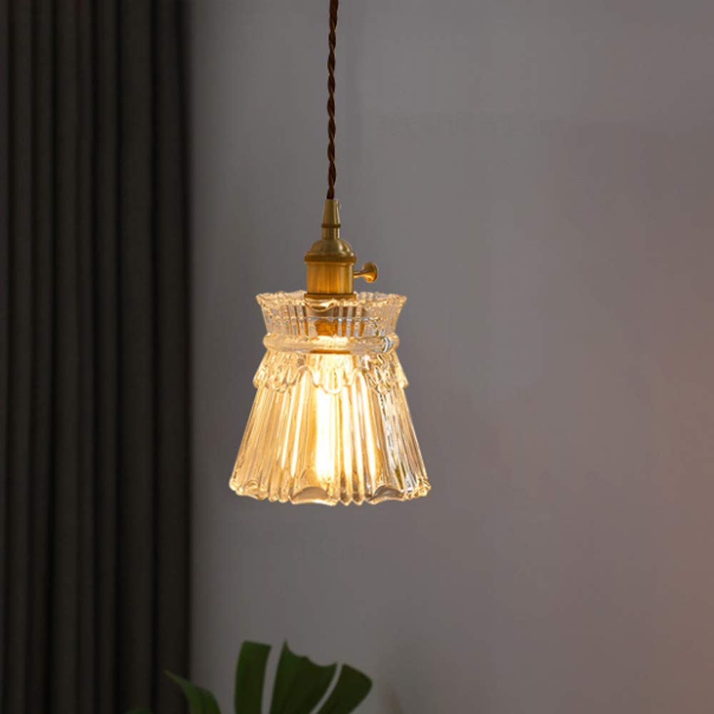 Luz Colgante de Techo Moderna Cristal Transparente E27 Portalámparas Candelabro Interior
