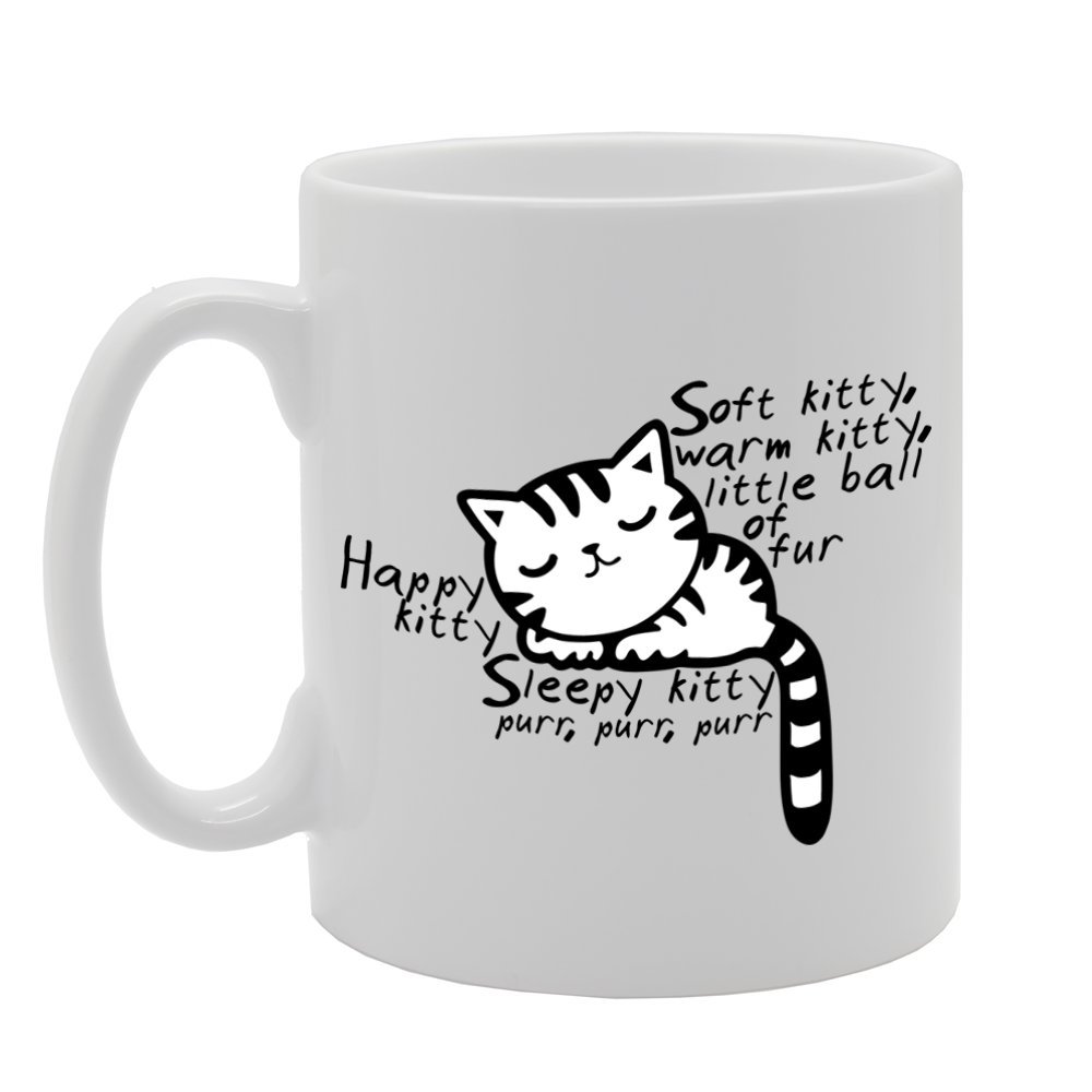 Coralgraph Inc Men's White Mg786 Soft Kitty, Warm Kitty, Little Ball Of Fur, Happy Kitty Sleepy Kitty Purr Purr Purr Novelty Gift Printed Tea Coffee Ceramic Mug