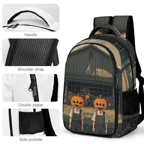 Backpack for Travel, Pumpkin Head Poster Print Modern Backpack Shoulder Bag with Adjustable Straps, Side Pockets & Reinforced Bottom4