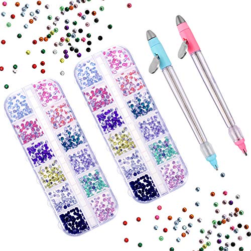 Moguer 2 Pack Diamond Painting Tools Drill Pen, 5D Diamond Painting pen Multifunction Dotting Pen Stylus Pen Cross Stitch Embroidery Kits for Adults Manicure Nail Art DIY Decoration Tool