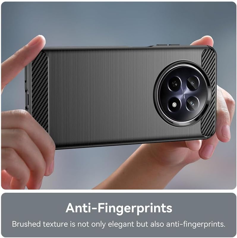 Image of NPRC Hybrid Ultra Slim Protective Case TPU Non-Slip Carbon Fiber Texture Shockproof Case Cover for Realme P1 Speed - Black