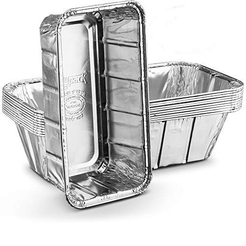 [10 Pack - 2lb Loaf Size ] Propack Disposable Aluminum Foil Meal Prep Cookware Loaf Pans 8.5"x4.5"x2.5", Oven, Toaster, Grill, Cooking, Roasting, Broiling, Baking, Event, Take Out, Restaurant