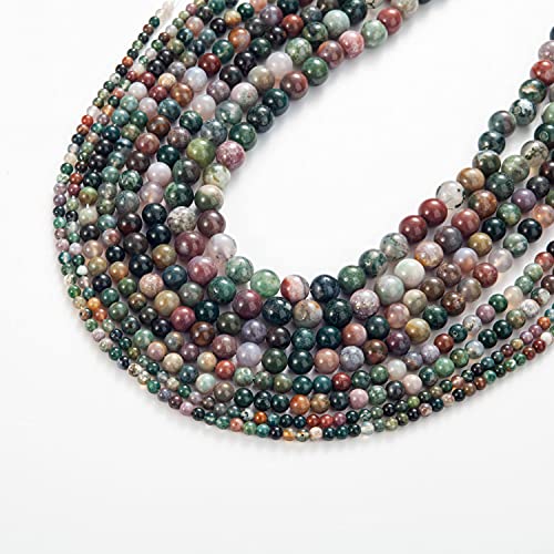 Image of 100Pcs Natural Stone Beads 8mm India Agate Round Gemstone Loose Beads with Elastic Bracelet String for Bracelets Necklace Jewelry Making