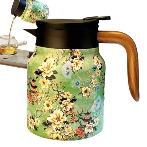 Teteras Térmicas - Botellas Aisladas de 1000 Ml | Frasco aislado para té con estampado floral vintage | Jarras de café de 33,8 onzas con infusor de té y colador para mantener el agua del té fría y ca