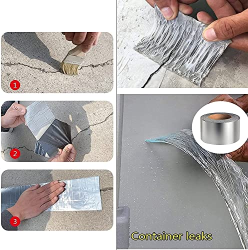 Image of Waterproof Tape Aluminium Rubber Tape Pipe Leakage Roof Water Leakage Solution Aluminium Foil Tape Waterproof Adhesive Tape Sealing Butyl Rubber Tape (4 INCH -1)