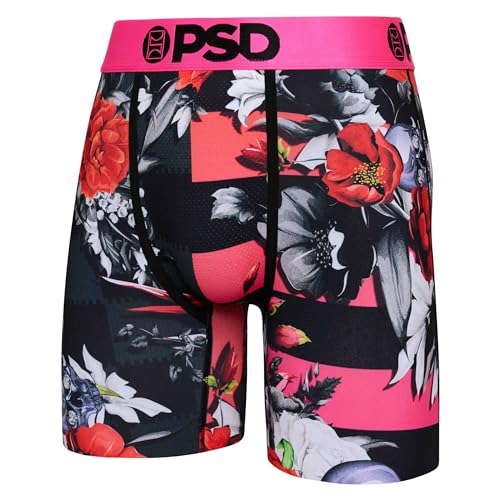 PSD Underwear Mens Boxer Briefs - Floral High 3 Pack, 7 Inch Inseam, Moisture-Wicking, 4-Way Stretch, Boxer Briefs for Men Pack, 2X-Large2