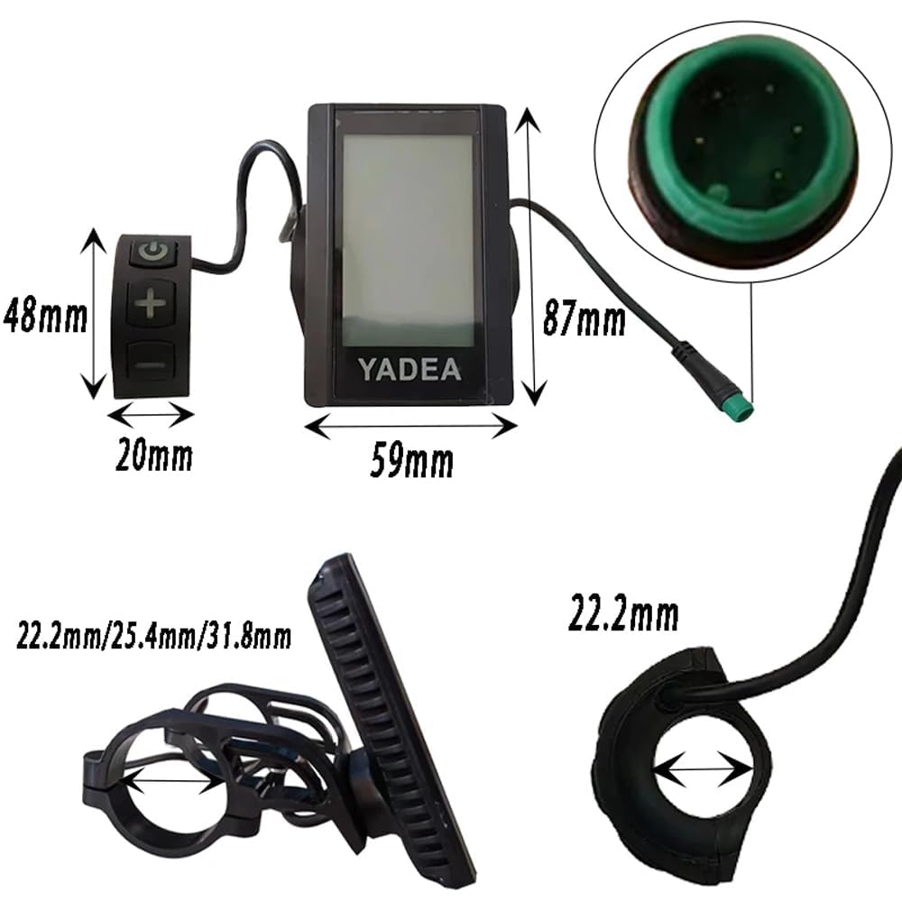 Display LCD per bici elettrica LD-W750, schermo impermeabile a 5 pin per manubrio da 22,2 mm, tachimetro cruscotto compatibile con controller Yadea