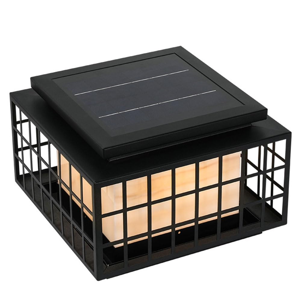 KUEYANB Pillar Light Solar Powered Outdoor Gate Courtyard Light Fixture with High-Efficiency Solar Panel Easy to Install Column Lamp for Garden Lawn Waterproof Fence Deck Porch Lawn Pillar Lamp
