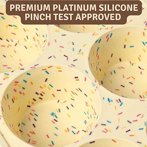 Bake Boss Jumbo Muffin Pan - Extra Large Silicone Muffin Pans For Baking - Large Cupcake Pan - Jumbo Muffin Pans For Baking - Confetti Color #TOP5