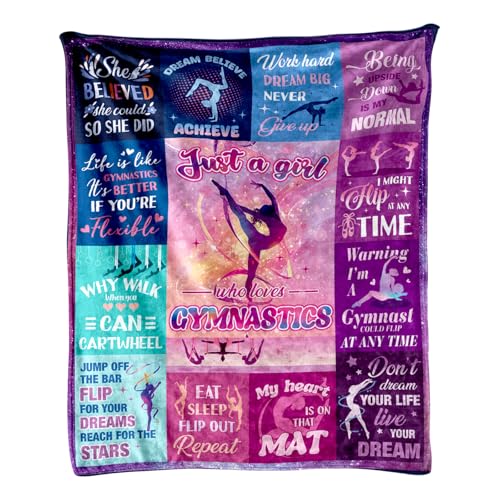 Gymnastics Blanket for Girls, Fleece Throw for Girl Gymnastics Lovers, Gymnastics Gifts Stuff, Ideal Sport Blanket for Birthday Graduation Vacation(60 x 50'')