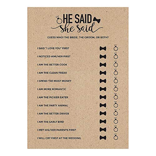 Fun Express He Said She Said Game - Interactive Party Game for Couples & Friends Icebreaker & Conversation Starter - Ideal for Bridal Showers Weddings & Fun Nights in - 25 Pieces - Brown