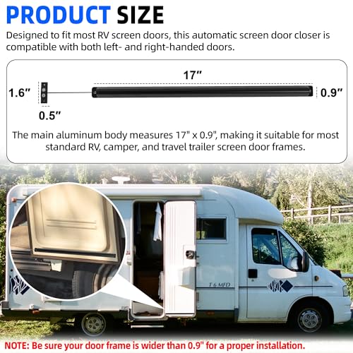 Image of TonGass 17 inch Universal Fit Aluminum Automatic RV Screen Door Closer Kit