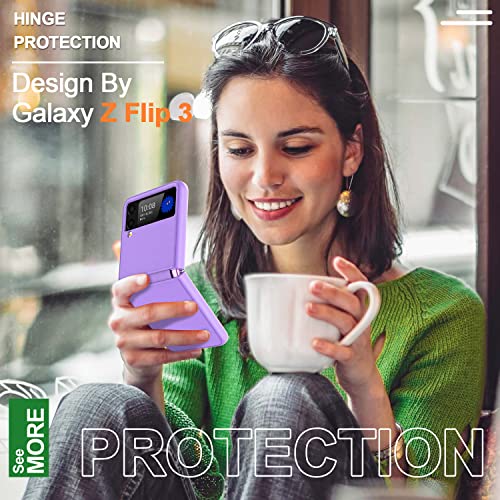 Goosebox Z Flip 3 5G Case Hinge,Samsung Flip 3 Case With Hinge Protection,Flip Z 3 Case Shockproof,Ultra Thin Hard Pc Shookproof Folding Anti-Drop Wear-Resistant For Samsung Galaxy Z Flip 3 (Purple) #TOP4