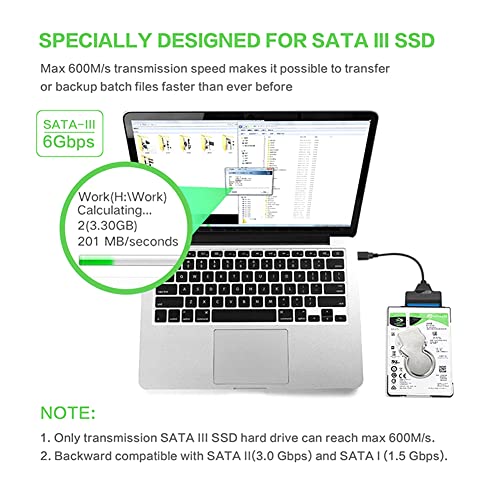 Cable adaptador SATA a USB 3.0 22 cm para disco 2.5 pulg miniatura 3