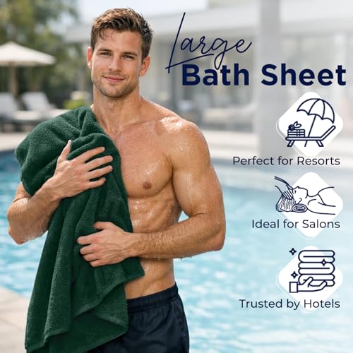 Image of DAN River 2 Pack Bath Sheets Extra Large 35x70, Large Bath Towels for Adults, XL Oversized Heavy Duty Towel Set, 600 GSM 100% Ring Spun Cotton, Soft Quick Dry, Huntergreen
