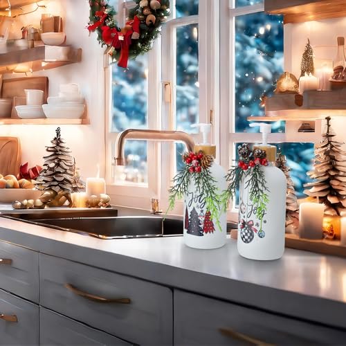  2 Pack Christmas Soap Dispenser with Pump Pine Snowflake Design - image 7