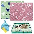 2 Pack Guinea Pig Cage Liner with Cleaning Tool Set Guinea Pig Bedding Reusable Fast Absorbent Waterproof Puppy Pee Pads Washable Air Dried Pee Mat for Small Animals Pet Cat Hamster Rabbit Liners