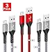 Produktbild Für Samsung S5 Kabel, Tujun (2 Stück 1M+1 Stück 2M) Nylon Micro USB Kabel Ladekabel für Samsung Galaxy S7 S6 S5 S4 A5 A3 J7 J5 J3, und weitere Android Smartphones (Silber und Rot)