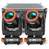 HOLDLAMP 7R 230W Mini Moving Head DJ Lights Light 16 Prisms 13 Colors 14 Patterns Prisms/Wash/Beam/Frost/Rainbow for Parties Wedding Stage Lighting (2 Pack+1 Case)