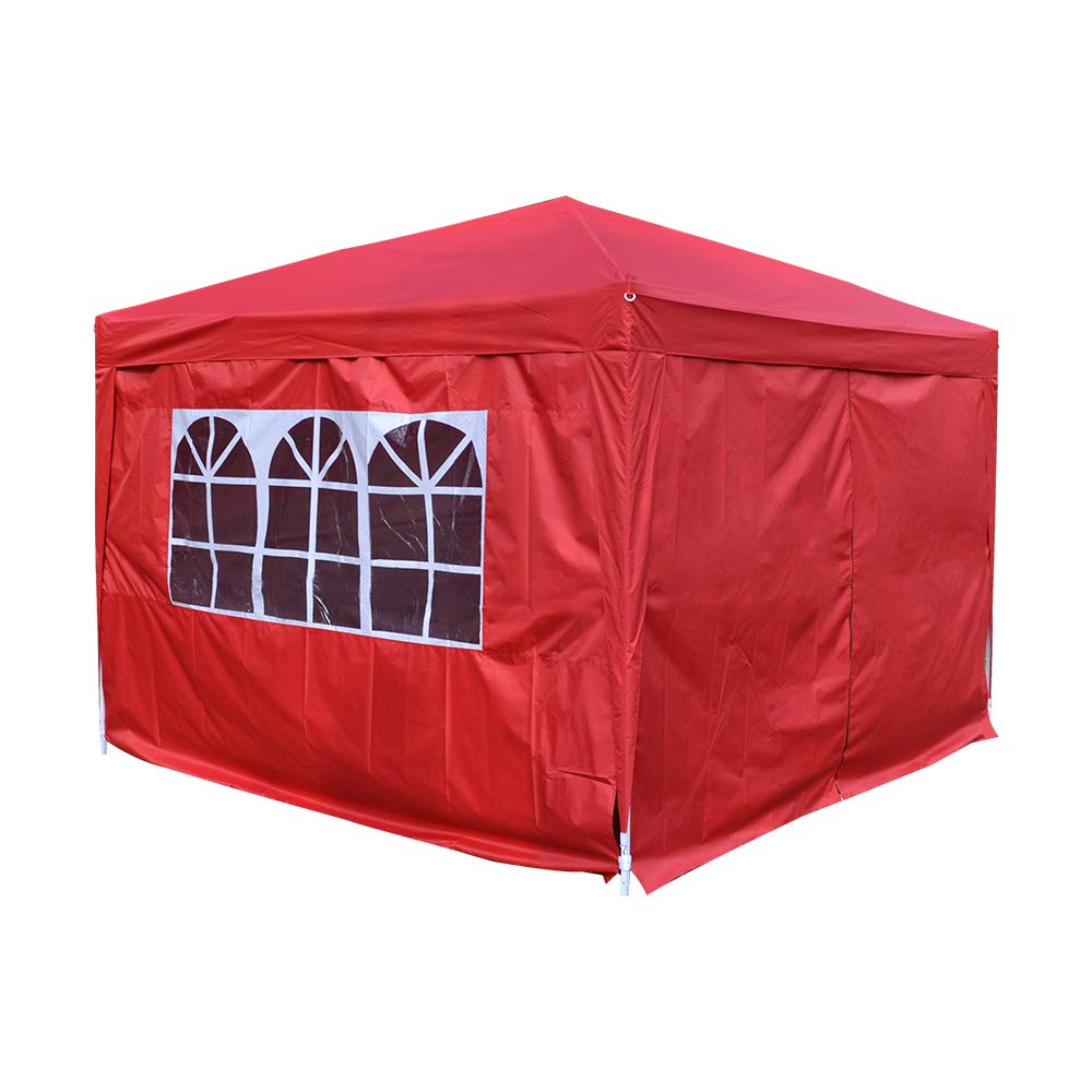 2MX2M 2.5MX2.5M 3MX3M Pop Up Gazebo Garden Party Tent With Sides Canopy Marquee (3mx3m, Red)