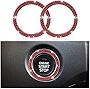 2 Pack Bling Car Decor Crystal [2 Row Rhinestones] Ring Emblem Sticker, Bling Car Accessories for Women, Car Interior Decoration, Push to Start Button, Key Ignition Starter & Knob Ring(RED) …