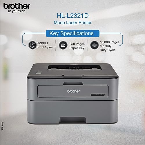 Brother HL-L2321D Automatic Duplex Monochrome Laser Printer with 30 Pages Per Minute Print Speed (Best in The Category), 8 MB Memory, Large 250 Sheet Paper Tray, USB Connectivity, Black - Image 4