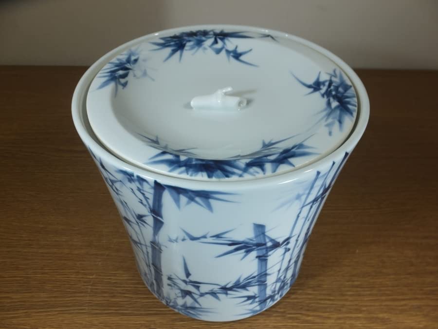 井上萬二作白磁彫文手付水指