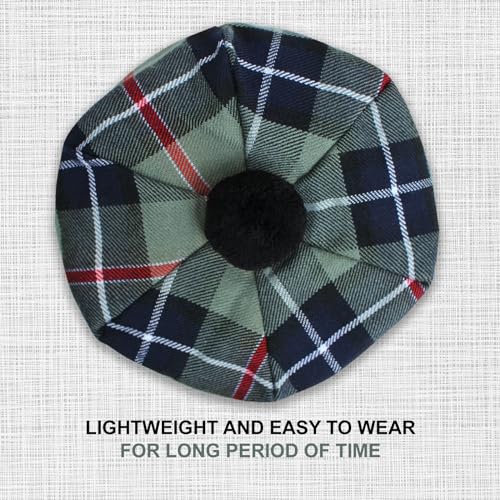 Image of Scottish Tam O' Shanter Hat Tartan Bonnet Pom Pom Wool Flat Cap One Size