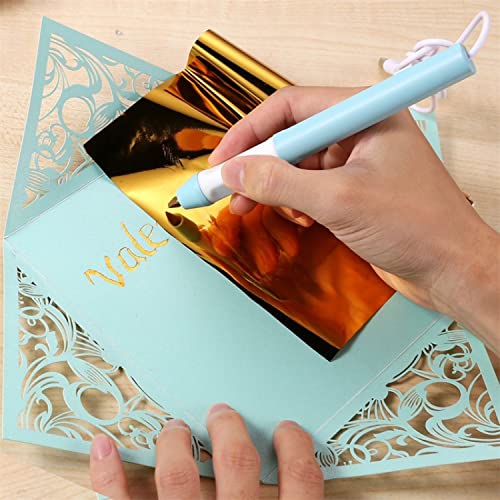 OTCRAFT Hot Foil Roon & Hot Heated Foil Pens Set,Foil Quill Starter USB Heat Foil Pen for Scrapbooking Tool Kits Gold Glimmer Hot Foil Roll for Card Making Craft Scrapbooking Drawing Pen (2.5x0.35mm) - Image 4