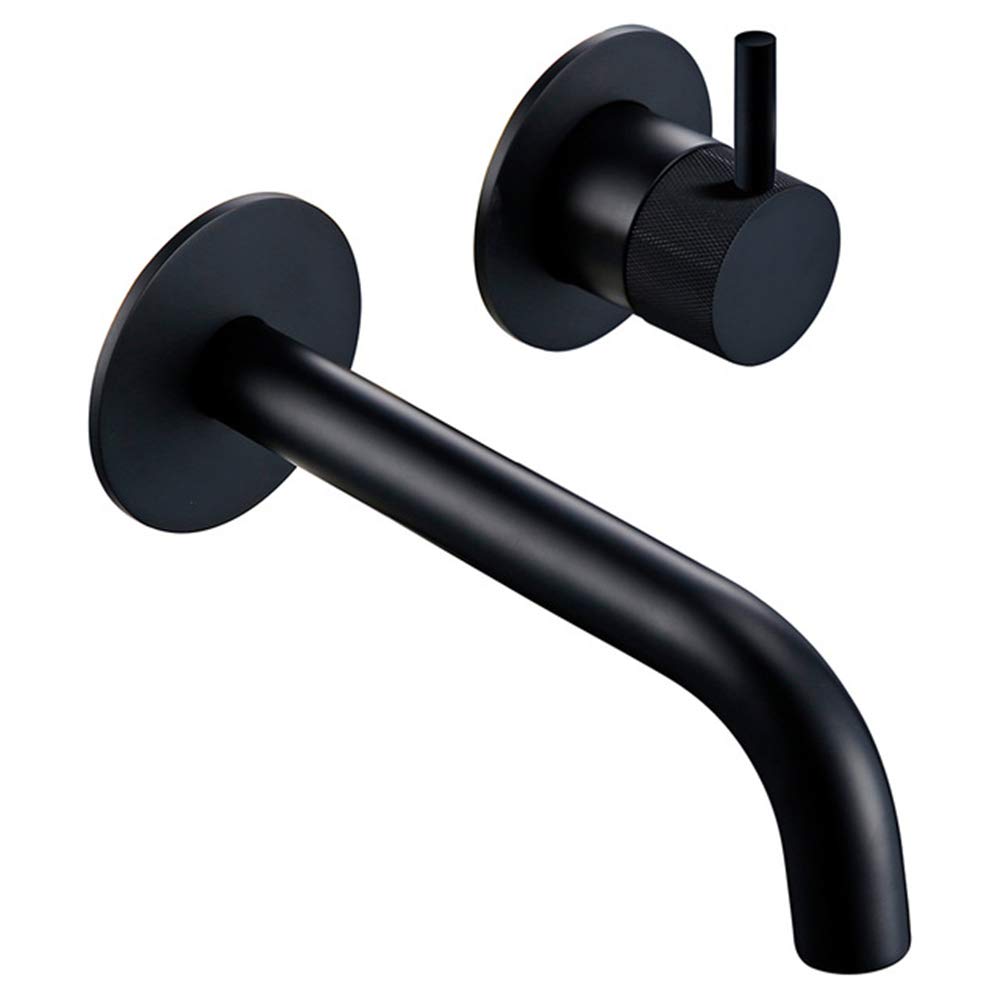 Robinet mitigeur salle de bain noir mat eau chaude froide avec levier à motif texturé