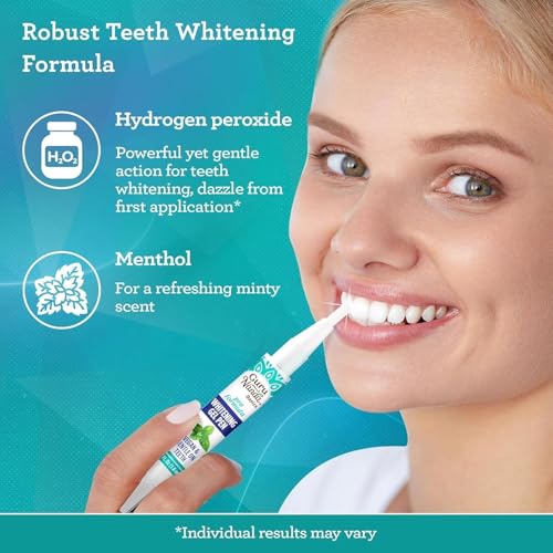Image of GuruNanda Teeth Whitening Pen,(0.06 fl oz)-20 Uses, Pro Formula - Hydrogen Peroxide Whitening Gel Pen, Enamel-Safe, Cruelty-Free, Vegan, Mint Flavor (Pack of 4)