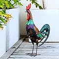 HSHD Solar Animal Lights Outdoor-18.2" Big Rooster Figurine Garden Decor with Metal Yard Art.Rooster Statue Light for Pathway Patio Backyard Decoration Lawn Ornaments