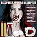 BOBISUKA Halloween Vampire Makeup Kit with White Face & Body Paint, Fake Blood, Black and Red Face Paint Crayon and Fake Teeth SFX Makeup Set for Zombie Wounds Clown Cosplay Special Effects Makeup